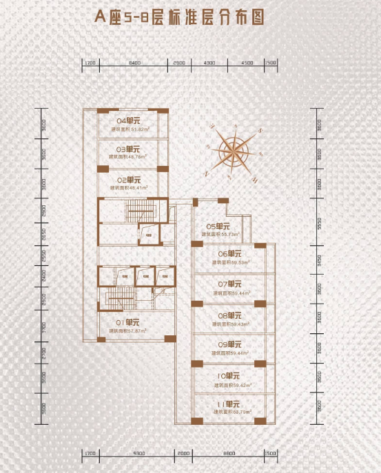 名德时代方舟商业-平层55㎡户型图
