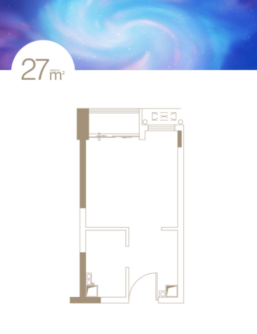 锦绣时代广场1室0厅1卫27㎡户型图