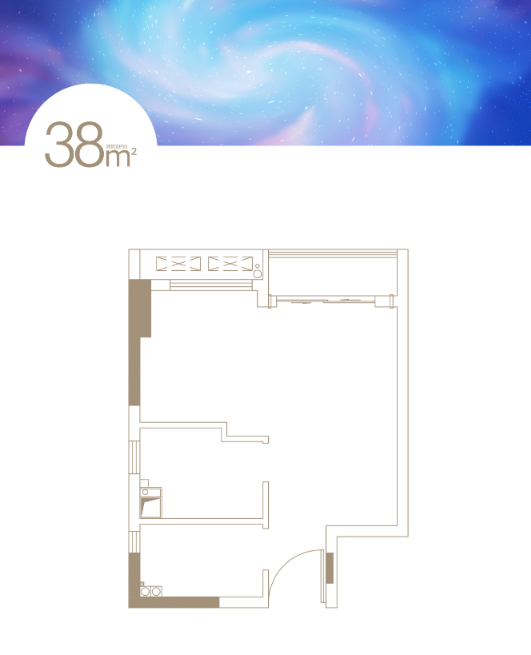 锦绣时代广场1室1厅1卫38㎡户型图