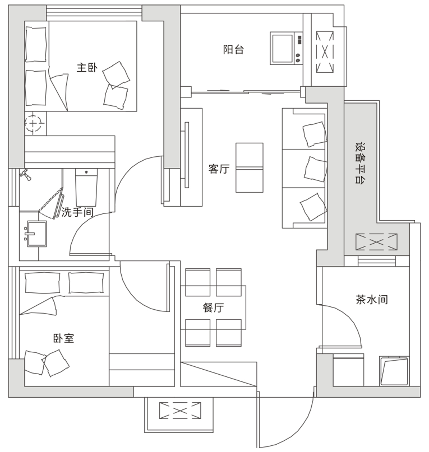 深业鹤塘岭花园2室2厅1卫68㎡户型图