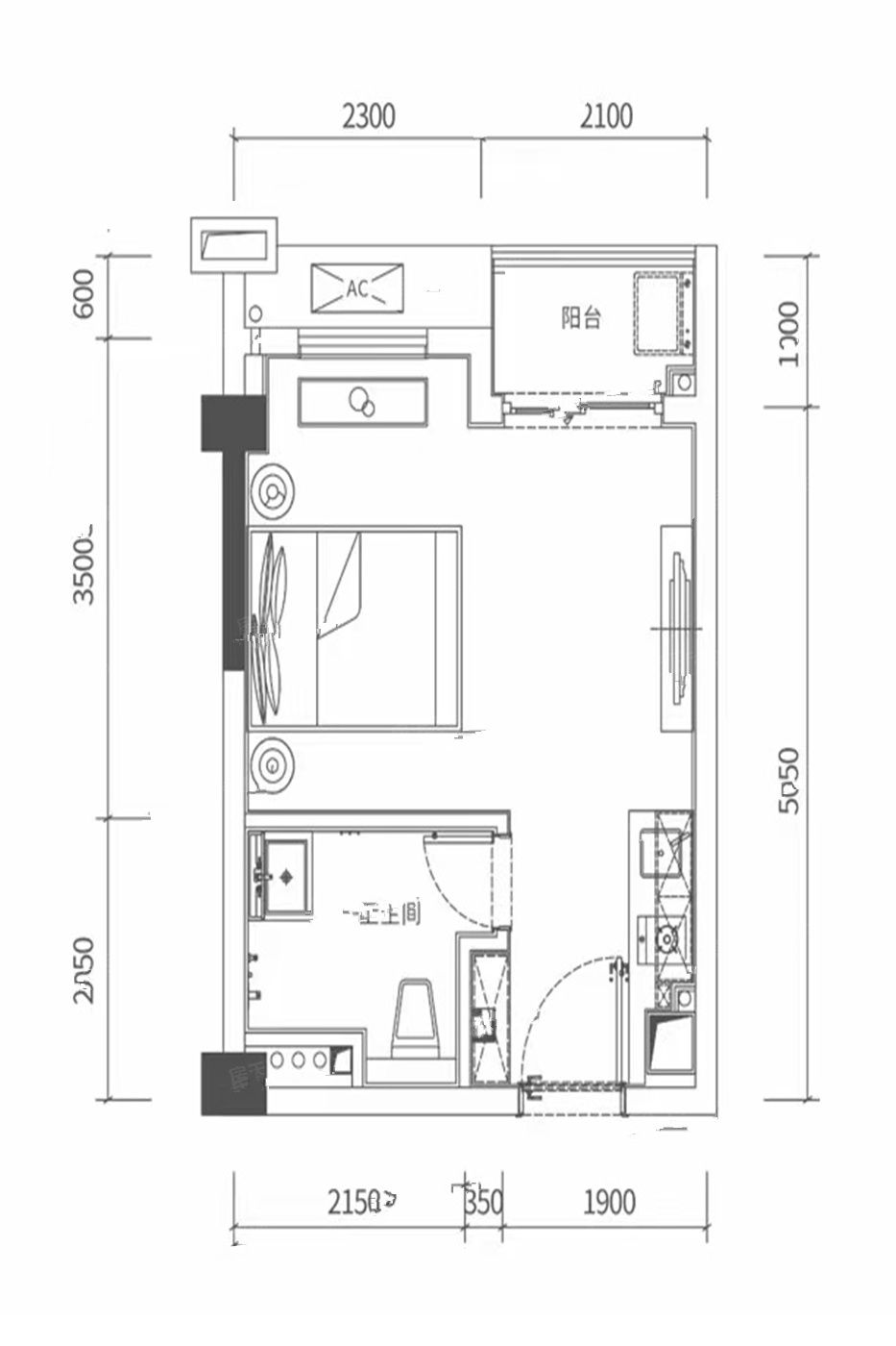 中熙珑湾普通住宅37㎡户型图