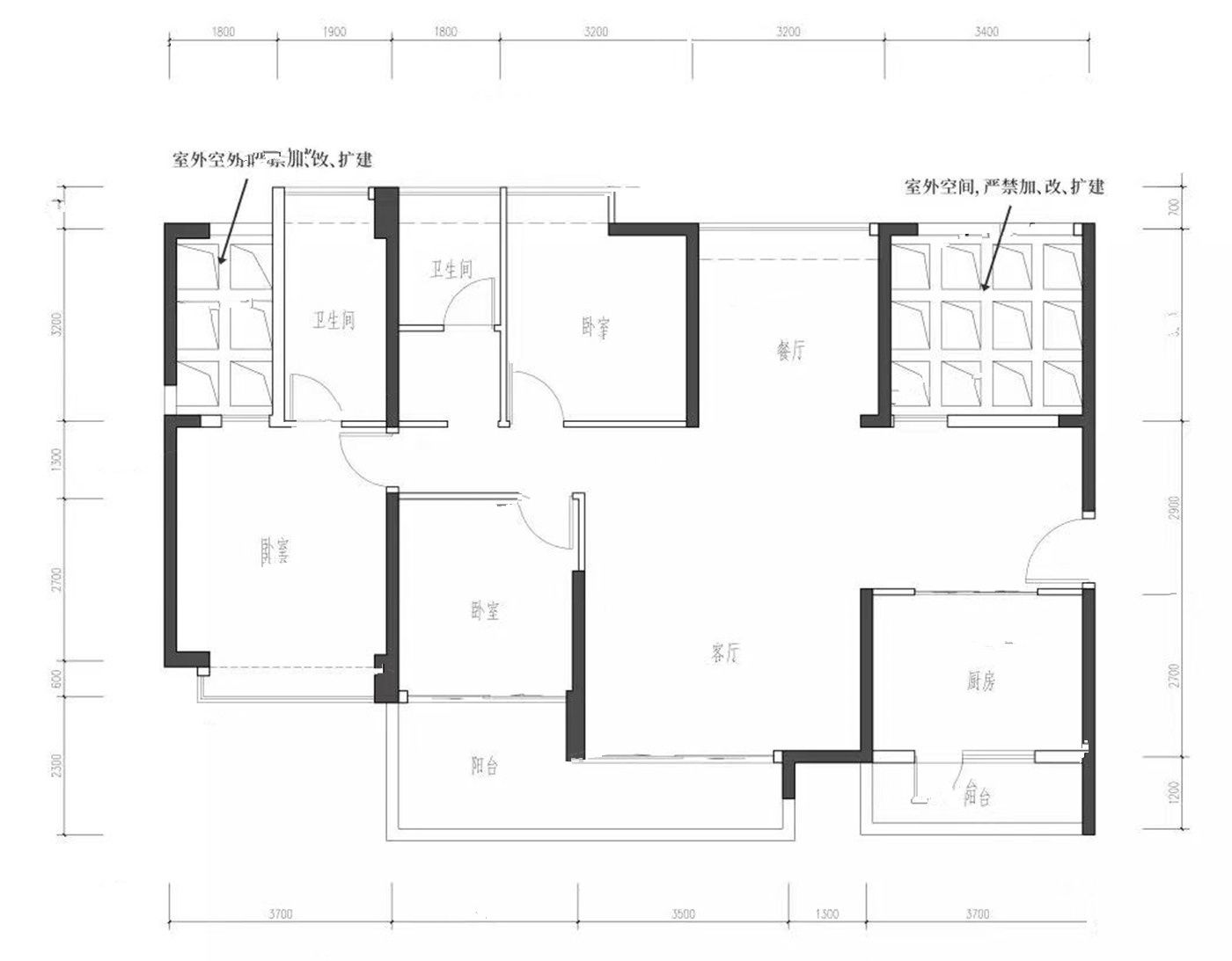 龙岸君粼3室2厅2卫137㎡户型图